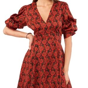 1 STATE Bubble Sleeve V Neck Dress in size L